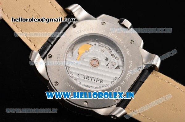 Cartier Calibre De Swiss ETA 2824 Automatic Steel Case with Black Dial and White Roman Numeral Markers - Click Image to Close