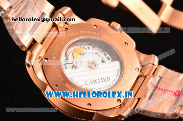 Cartier Calibre De Swiss ETA 2824 Automatic Full Rose Gold with Roman Numeral Markers and Rose Gold Dial - Click Image to Close