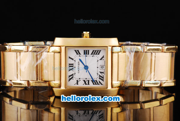 Cartier tank francaise with Full Gold and White Dial - Click Image to Close