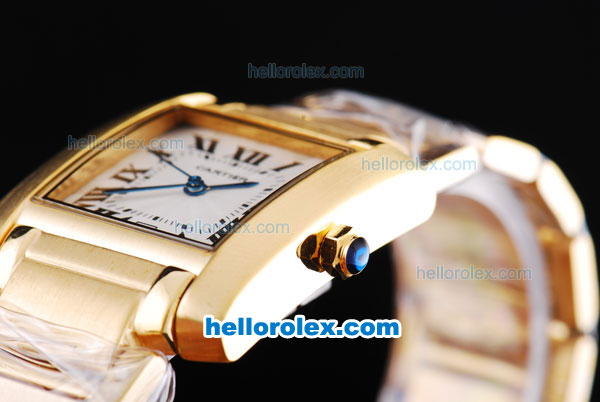 Cartier tank francaise with Full Gold and White Dial - Click Image to Close