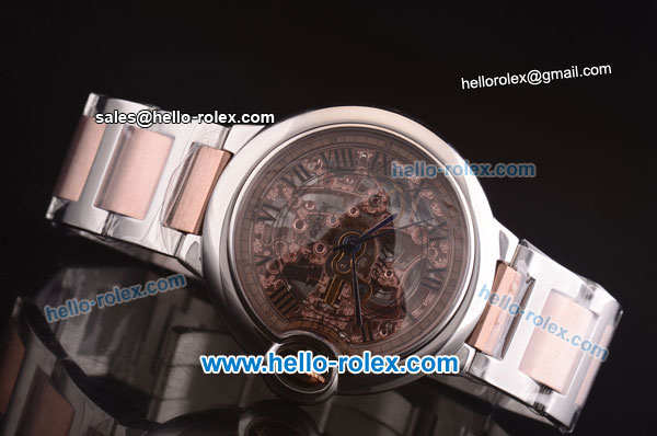 Cartier Ballon Bleu De Automatic Movement Skeleton Dial with Black Roman Markers and Two Tone Strap - Click Image to Close