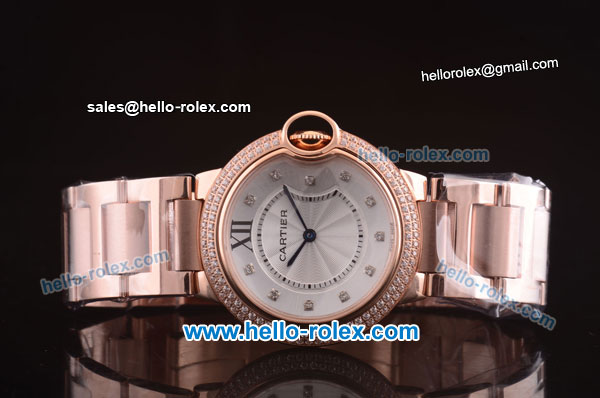 Cartier Ballon Bleu De Miyota Quartz Movement Rose Gold Case and Strap with Diamond Bezel/Markers - Click Image to Close