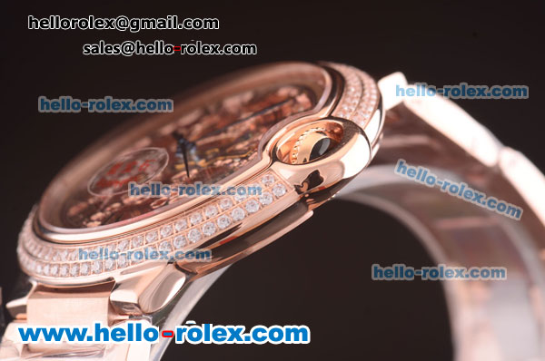 Cartier Ballon Bleu de Cartier Skeleton Automatic Rose Gold Case/Bracelet with Diamond Bezel - Click Image to Close