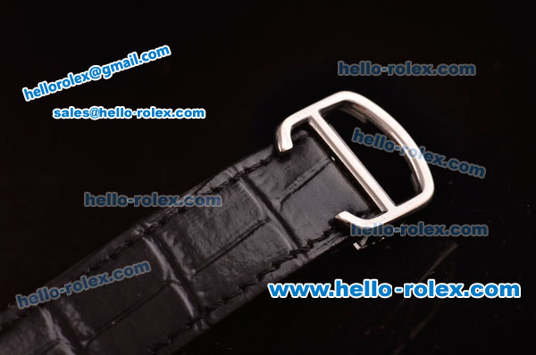 Cartier Ballon Bleu Chrono Miyota Quartz Steel Case with Black Dial and Black Leather Strap - Click Image to Close