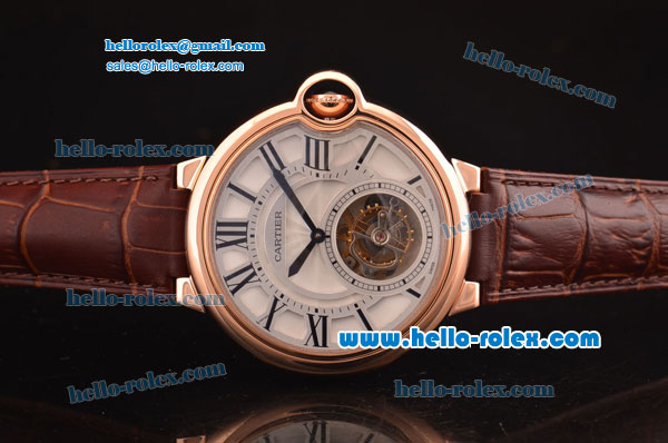 Cartier Ballon Bleu Tourbillon Seagull St8001 Tourbillon Manual Winding Rose Gold Case with White Dial - Click Image to Close