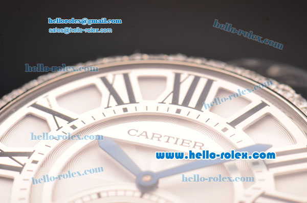 Cartier Ballon Bleu Tourbillon Seagull St8001 Tourbillon Manual Winding Steel Case/Strap with Diamond Bezel and White Dial - Click Image to Close