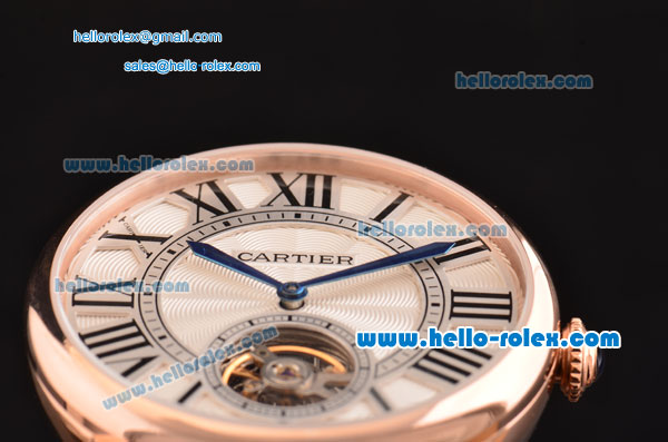 Cartier Rotonde De Tourbillon ST22 Automatic Rose Gold Case with White Dial and Brown Leather Strap - Click Image to Close