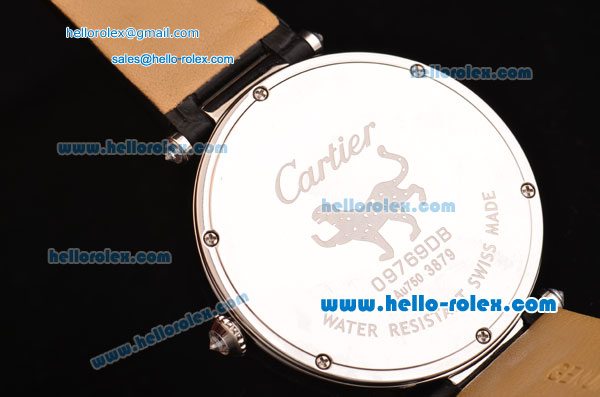 Cartier Le Cirque Animalier de Cartier Swiss Quartz Steel Case with MOP Dial and Black Leather Strap - Click Image to Close