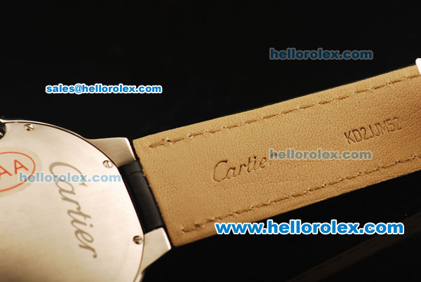 Cartier Ballon Bleu de Cartier 1:1 Original Swiss ETA 2892 Automatic Movement Silver Dial with Black Roman Markers and Black Leather Strap - Click Image to Close
