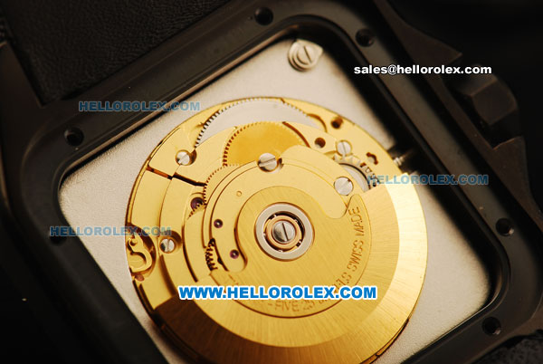 Cartier Santos 100 Swiss ETA 2824 Automatic Movement PVD Case with Rose Gold Bezel and Black Dial - 1:1 Original - Click Image to Close