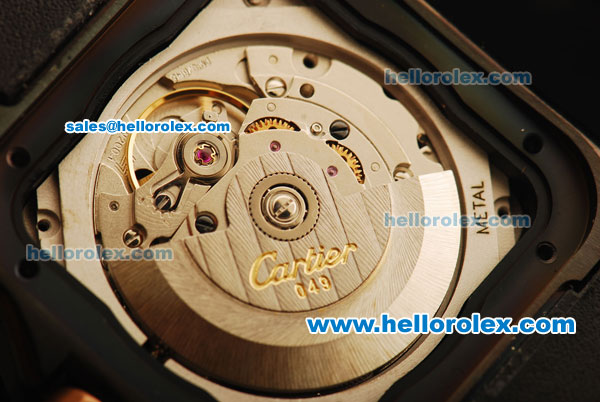 Cartier Santos 100 Swiss ETA W200 Automatic Movement PVD Case with Rose Gold Bezel and Black Dial - 1:1 Original - Click Image to Close