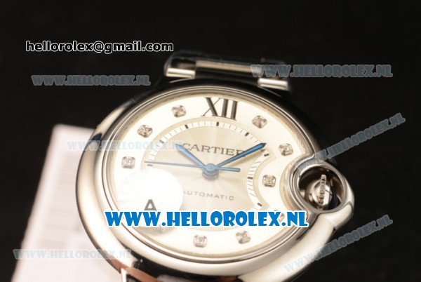 Cartier Ballon Bleu De Large Swiss ETA 2671 Automatic Steel Case Silver Dial Diamonds Markers and Steel Bracelet - Click Image to Close