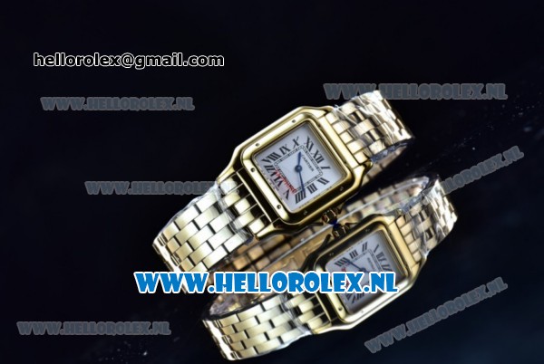 Cartier Santos 100 Japanese Miyota Quartz Yellow Gold Case with White Dial Roman Numberal Markers and Yellow Gold Bracelet - Click Image to Close