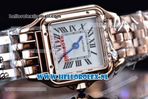 Cartier Santos 100 Japanese Miyota Quartz Rose Gold Case with White Dial Roman Numberal Markers and Rose Gold Bracelet - Click Image to Close