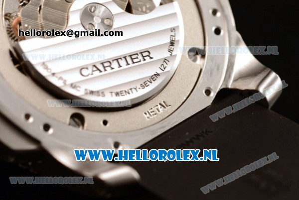 Cartier Calibre de Cartier ETA 2824 Automatic Steel Case with Navy Blue Dial Roman Numberal Markers and Blue Rubber Strap - Click Image to Close