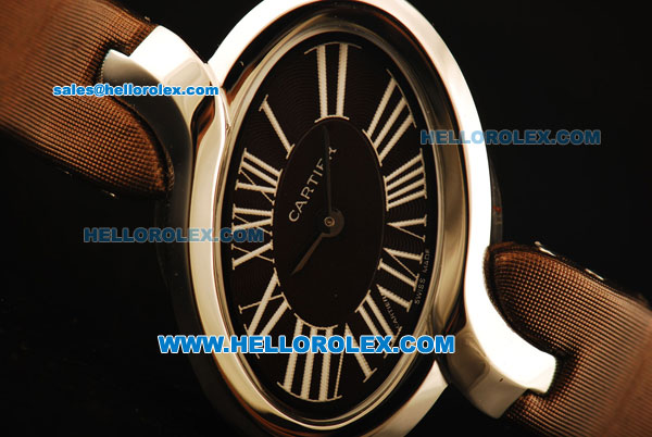 Cartier d'Art Swiss Quartz Steel Case with Brown Dial and Brown Leather Strap - Click Image to Close