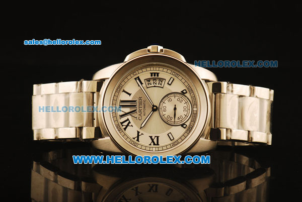 Cartier Calibre De Cartier Automatic Full Steel with White Dial and Big Calendar - Click Image to Close