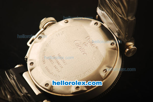 Cartier Pasha Swiss ETA 2836 Automatic Steel Case with Black Dial and Numeral Markers and PVD Strap - Click Image to Close