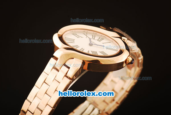 Cartier d'Art Swiss Quartz Full Rose Gold with White Dial and Roman Markers - Click Image to Close