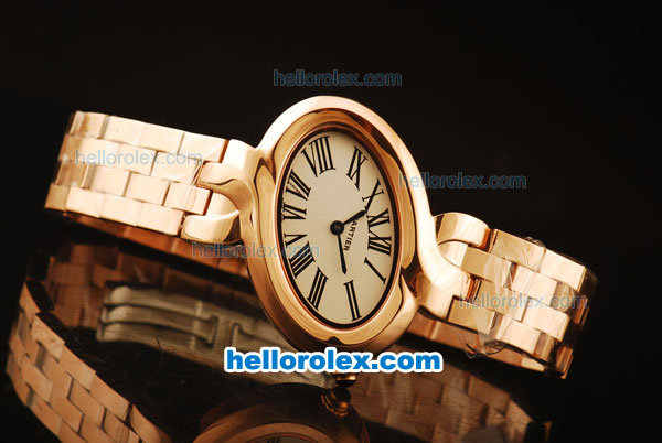 Cartier d'Art Swiss Quartz Full Rose Gold with White Dial and Roman Markers - Click Image to Close