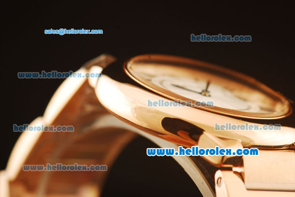 Cartier Ballon Bleu De Swiss ETA Quartz Full Rose Gold with Beige Dial and Roman Markers - Click Image to Close