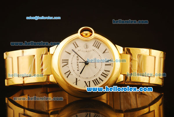 Cartier Ballon bleu de Automatic Full Gold Case with White Dial and SS Strap - Click Image to Close