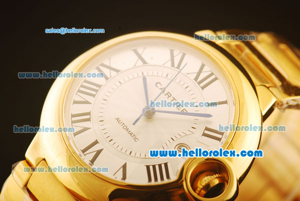 Cartier Ballon bleu de Automatic Full Gold Case with White Dial and SS Strap - Click Image to Close