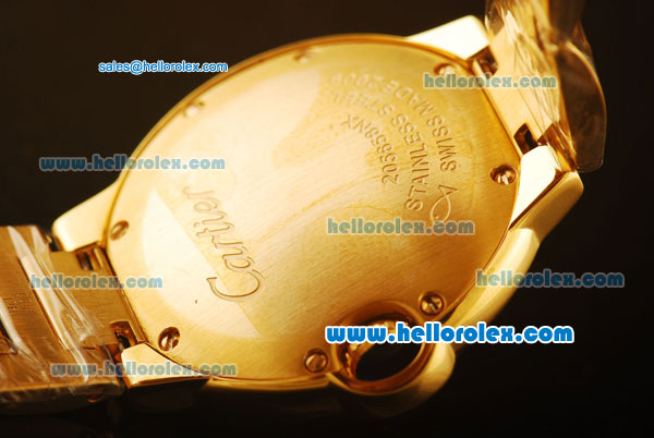 Cartier Ballon Bleu De Swiss ETA Quartz Full Gold with Beige Dial and Roman Markers - Click Image to Close