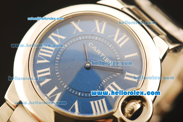 Cartier Ballon bleu de Swiss ETA Quartz Full Steel with Blue Dial and Roman Markers - Click Image to Close