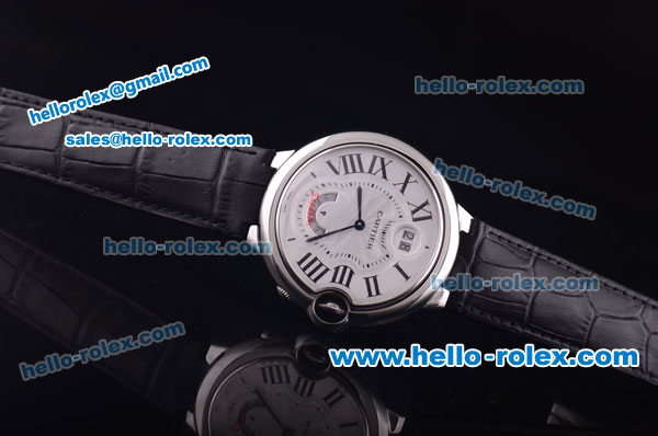 Cartier ballon bleu de Swiss 4183 Quartz Steel Case with White Dial and Black Leather Strap - Click Image to Close