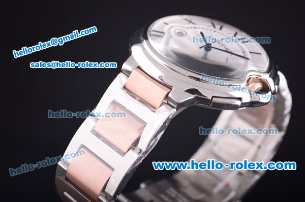 Cartier ballon bleu de Chronograph Quartz Steel Case with Silver Dial and Two Tone Bracelet - 7750 coating - Click Image to Close