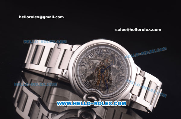 Cartier Ballon Bleu De Automatic Full Steel with Skeleton Dial and Black Roman Markers - Click Image to Close