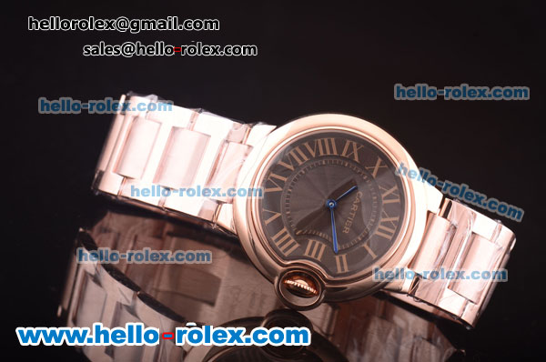 Cartier Ballon Bleu De Cartier Swiss ETA Quartz Full Rose Gold with Brown Dial and Roman Markers - Click Image to Close