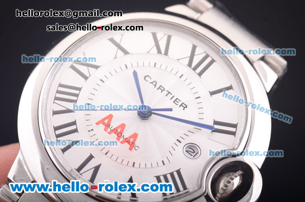 Cartier Ballon Bleu De Cartier Automatic Full Steel with White Dial and Roman Markers-ETA Coating - Click Image to Close