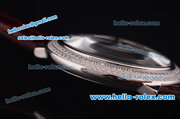 Cartier Ballon Bleu De Quartz Steel Case with Diamond Bezel and White Dial - Click Image to Close