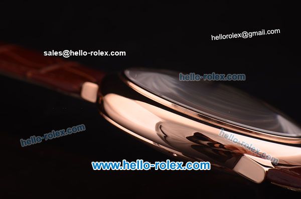 Cartier ballon bleu de Swiss Tourbillon Manual Winding Rose Gold Case with White Dial and Brown Leather Strap - Click Image to Close