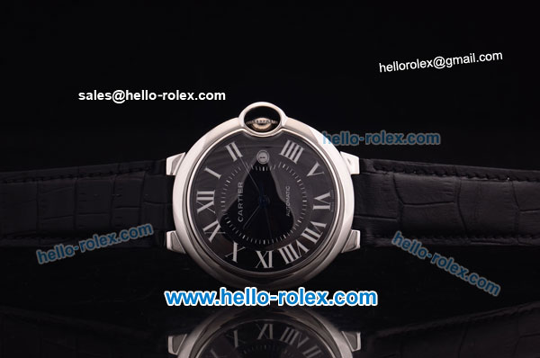 Cartier ballon bleu de Automatic Steel Case with Black Dial and Black Leather Strap-ETA Coating - Click Image to Close