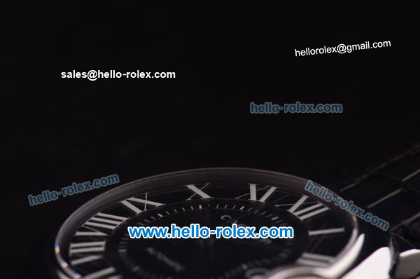 Cartier ballon bleu de Automatic Steel Case with Black Dial and Black Leather Strap-ETA Coating - Click Image to Close