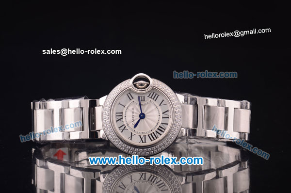 Cartier Ballon bleu de Swiss ETA Quartz Steel Case with Diamond Bezel and White Dial - Click Image to Close