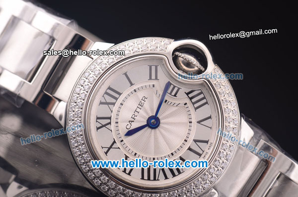 Cartier Ballon bleu de Swiss ETA Quartz Steel Case with Diamond Bezel and White Dial - Click Image to Close