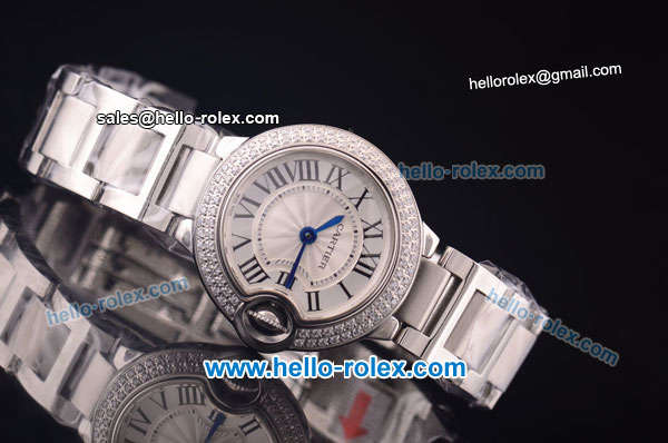 Cartier Ballon bleu de Swiss ETA Quartz Steel Case with Diamond Bezel and White Dial - Click Image to Close