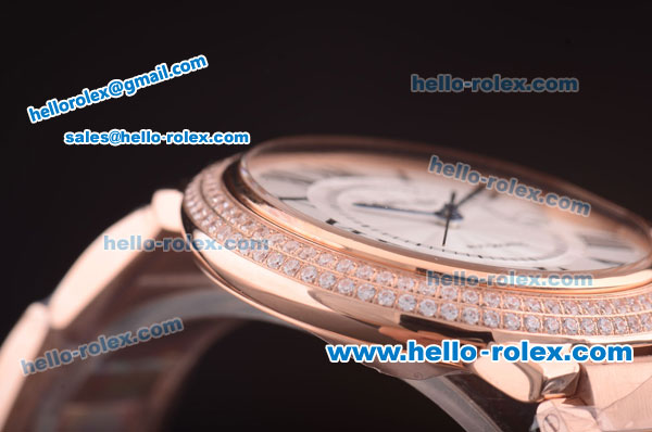 Cartier Ballon Bleu Automatic Full Rose Gold with Diamond Bezel and White Dial - Click Image to Close