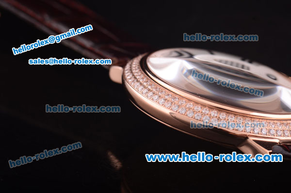Cartier Ballon bleu de Swiss Quartz Rose Gold Case with Diamond Bezel and White Dial - Click Image to Close