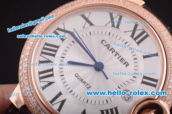Cartier Ballon bleu de Swiss Quartz Rose Gold Case with Diamond Bezel and White Dial - Click Image to Close