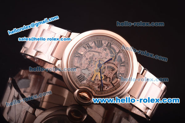 Cartier Ballon Bleu De Automatic Full Rose Gold with Skeleton Dial and Roman Markers - Click Image to Close