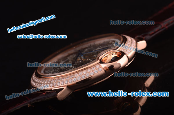 Cartier Ballon Bleu De Automatic Steel Case with Diamond Bezel and Skeleton Dial-Roman Markers - Click Image to Close