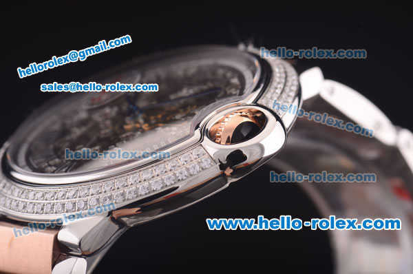 Cartier Ballon Bleu De Automatic Steel Case with Diamond Bezel and Skeleton Dial-Two Tone Strap - Click Image to Close