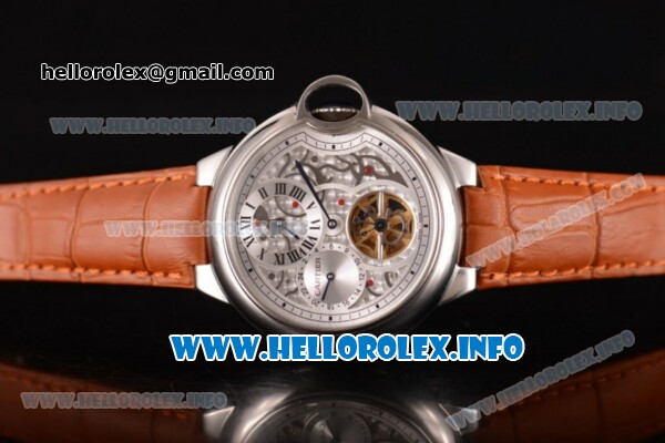 Cartier Ballon Bleu De Tourbillon Asia Automatic Steel Case with Skeleton Dial and Genuine Brown Leather Strap - Click Image to Close