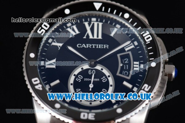 Cartier Calibre de Cartier Diver Asia ST16 Automatic Steel Case with Black Dial White Second Hand and Black Rubber Strap - Click Image to Close