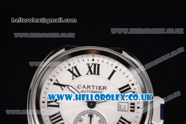 Cartier Cle de Cartier Asia ST16 Automatic Steel Case with White Dial White Second Hand and Black Leather Strap - Click Image to Close